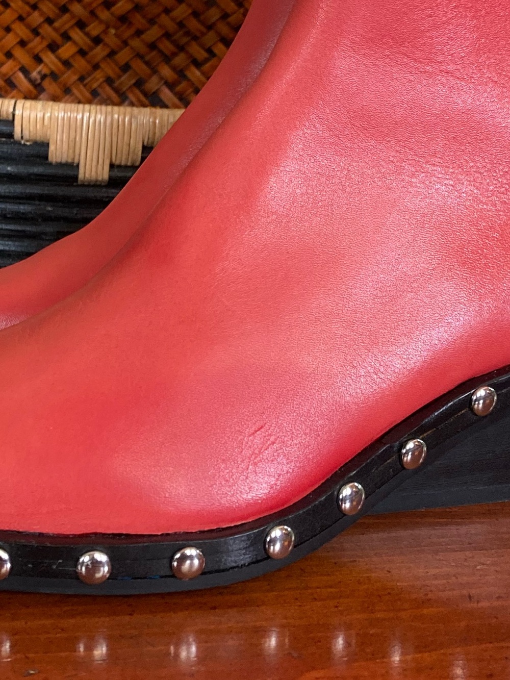 Rag & Bone “Santiago” Pointed Toe Wedge Bootie in Fiery Red - Picture 11 of 13